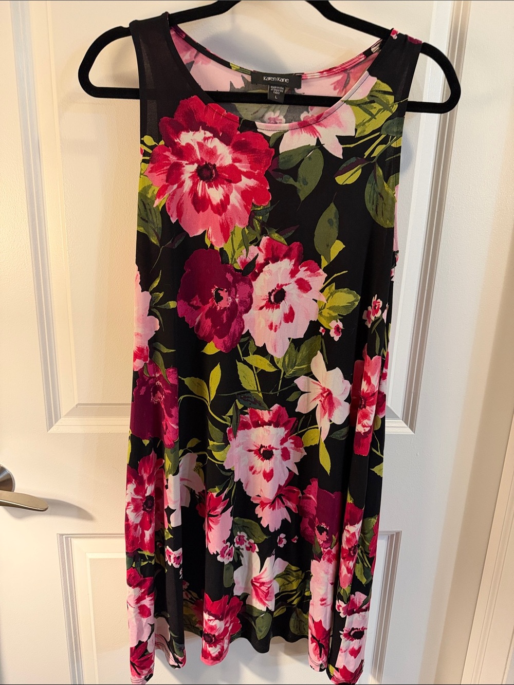 Karen Kane Black Floral A-Line Swing Skirt